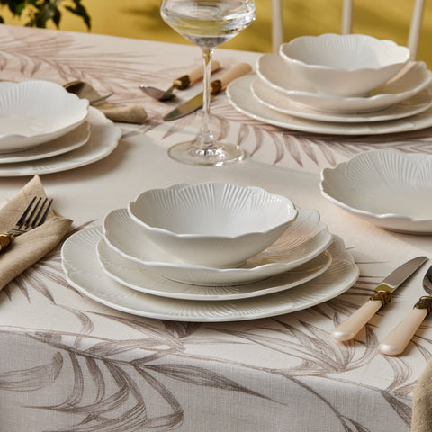 Karaca Bloom 24-Piece Bone China Dinner Set for 6 People, White