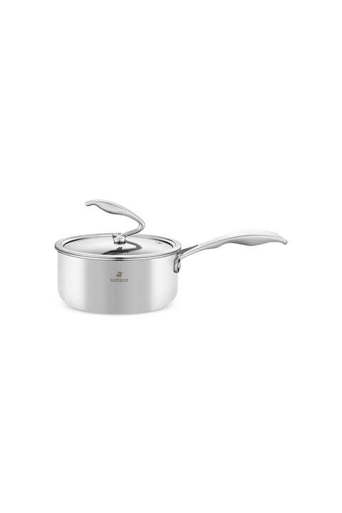 Karaca 5Ply PowerSteel 316+ Edelstahl-Induktionsstielkasserolle, 18 cm, Silber