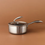 Karaca 5Ply PowerSteel 316+ Edelstahl-Induktionsstielkasserolle, 18 cm, Silber