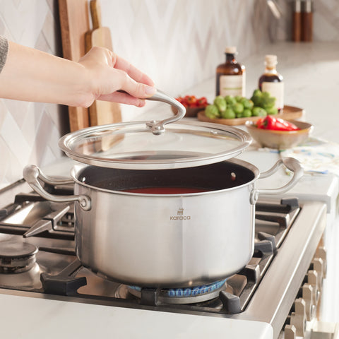 Karaca 5Ply PowerSteel 316+ Paslanmaz Çelik İndüksiyon Tencere ve Kapak, 24 cm, Gümüş