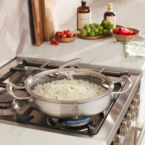 Karaca 5Ply PowerSteel 316+ Paslanmaz Çelik İndüksiyon Basık Tencere ve Kapak, 28 cm, Gümüş