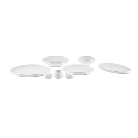 Karaca Stream Bone Aris 53-Piece Dinnerware Set for 12 People, Gold