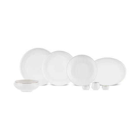 Karaca Stream Bone Aris 53-Piece Dinnerware Set for 12 People, Gold