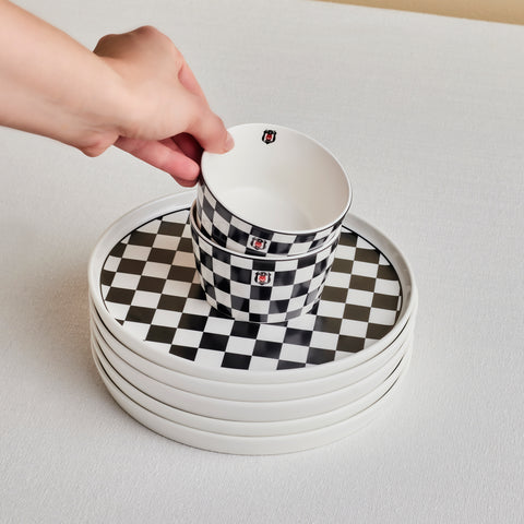 Karaca x Beşiktaş Lizenziertes Forever Bone – 14-teiliges Frühstücksset für 6 Personen