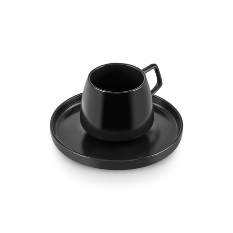 Karaca Streamline Saturn 4-teiliges 2-Personen-Kaffeetassen-Set, Mattschwarz