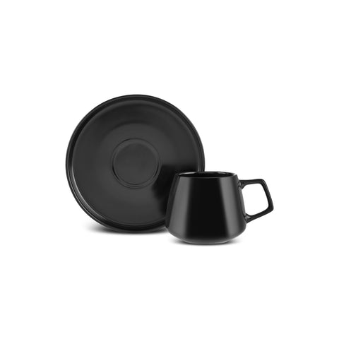 Karaca Streamline Saturn 4-teiliges 2-Personen-Kaffeetassen-Set, Mattschwarz