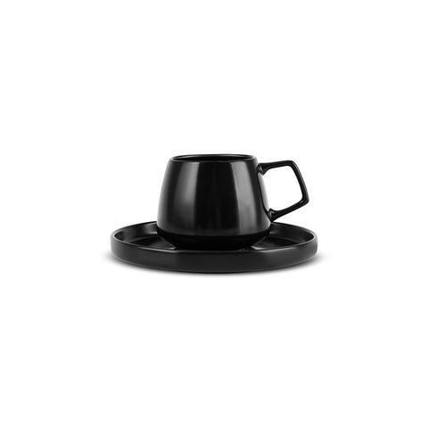 Karaca Streamline Saturn 4-teiliges 2-Personen-Kaffeetassen-Set, Mattschwarz