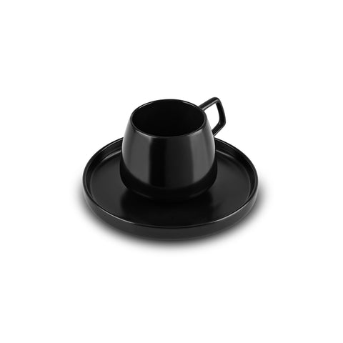 Karaca Streamline Saturn 4-teiliges 2-Personen-Kaffeetassen-Set, Mattschwarz