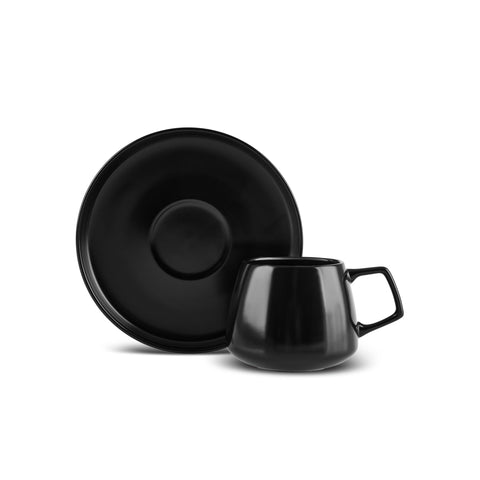 Karaca Streamline Saturn 4-teiliges 2-Personen-Kaffeetassen-Set, Mattschwarz