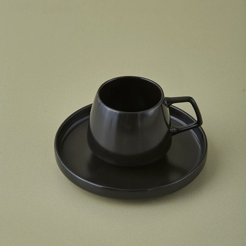 Karaca Streamline Saturn 4-teiliges 2-Personen-Kaffeetassen-Set, Mattschwarz