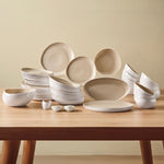 Karaca Earth Collection Rise 55-teiliges 12-Personen-Tafelservice Plus Creme