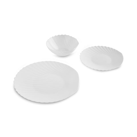 Karaca White Shell Opal Glas Tafelservice 18-teilig für 6 Personen