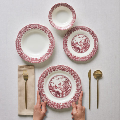 Karaca Bone China Rosie 24-Piece Dinner Set for 6 People, Multi