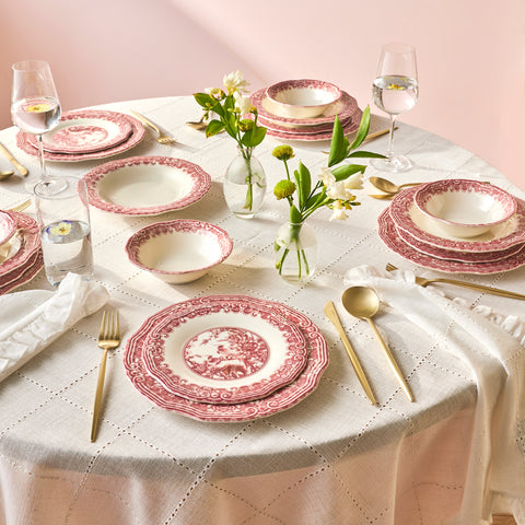 Karaca Bone China Rosie 24-Piece Dinner Set for 6 People, Multi