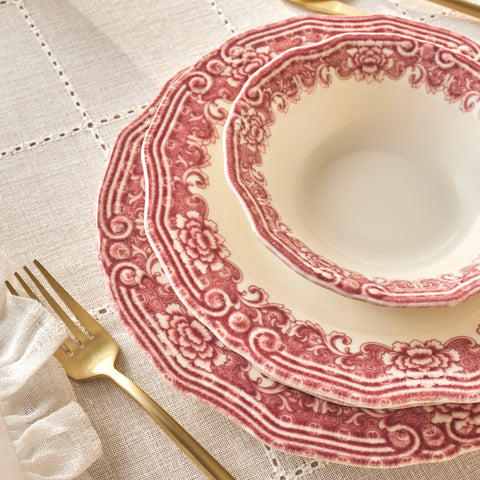Karaca Bone China Rosie 24-Piece Dinner Set for 6 People, Multi