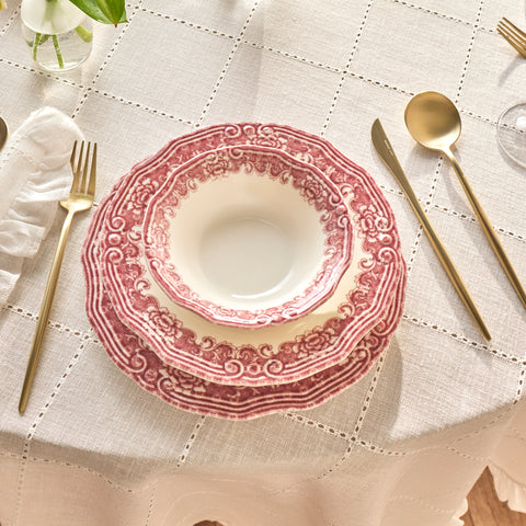 Karaca Bone China Rosie 24-Piece Dinner Set for 6 People, Multi