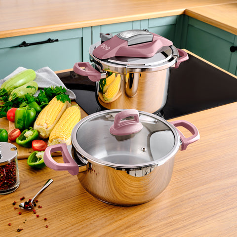 Perfect Pink 4+6 Liter Schnellkochtopf-Set mit Sicherheitsverschluss – Karaca