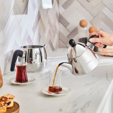 Karaca PowerSteel Pro 316+ Tokyo Double Teapot Set Medium