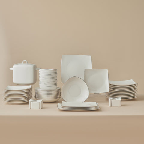 Karaca Square Bone Lucia 60-teiliges Tafelservice für 12 Personen – Gold