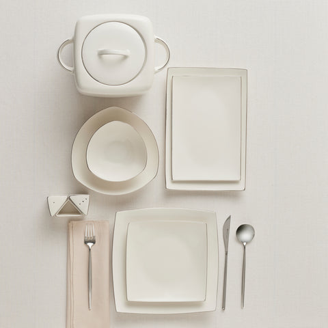 Karaca Square Bone Lucia 60-teiliges Tafelservice für 12 Personen – Gold