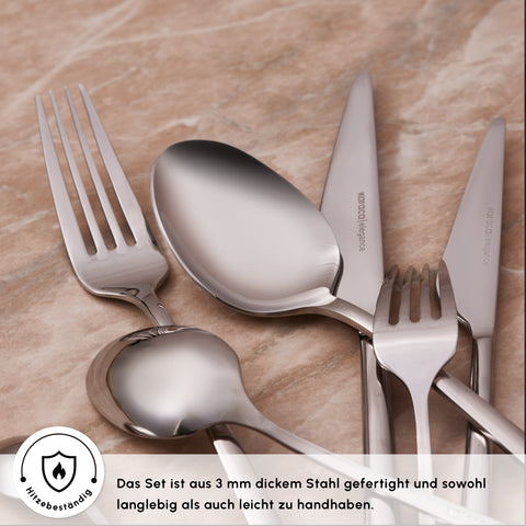 Karaca Serena 84-teilige Edelstahlbesteckset für 12 Personen, Silber