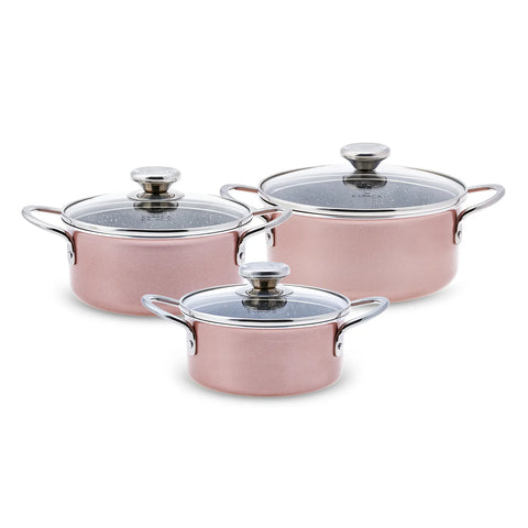 Karaca Biogranit 6-teiliges Midi-Kochtopfset Rose