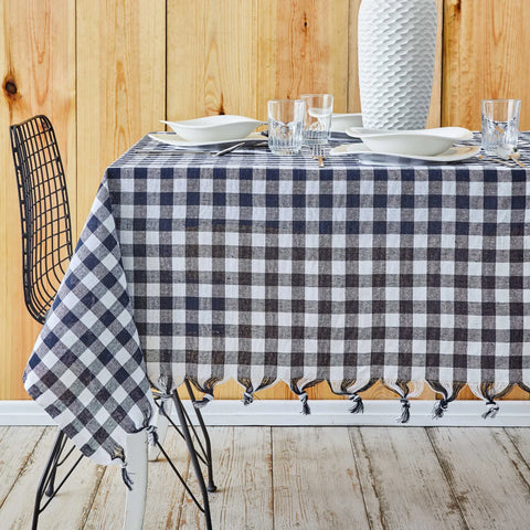 Sarah Anderson Quadratisch Navy Blau Picknick-Tischdecke 140x140 cm – Karaca