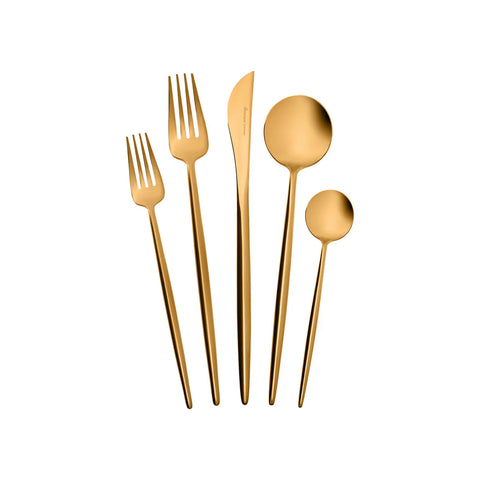 Karaca Jupiter Matte Gold 60-teiliges Besteck für 12 Personen mit Boxe