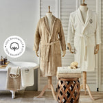 Karaca Home Romy Dantelli 6 Parça Bej-Offwhite Aile Bornoz Seti