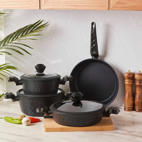 Karaca Bio Diamond 7 Teiliges Kochtopf Set Mit Antibakteriellen Griffen