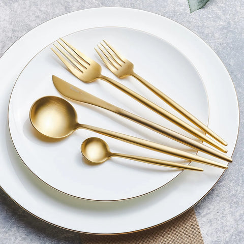 Karaca Jupiter Matte Gold 60-teiliges Besteck für 12 Personen mit Boxe