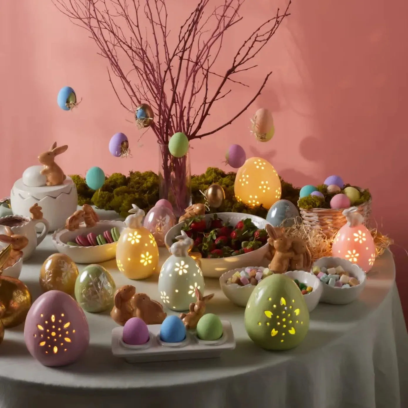 Hallmark Easter コレクターズシリーズ 9個セット Karaca Paskalya Seramik Dekoratif Pembe Biblo 9cm