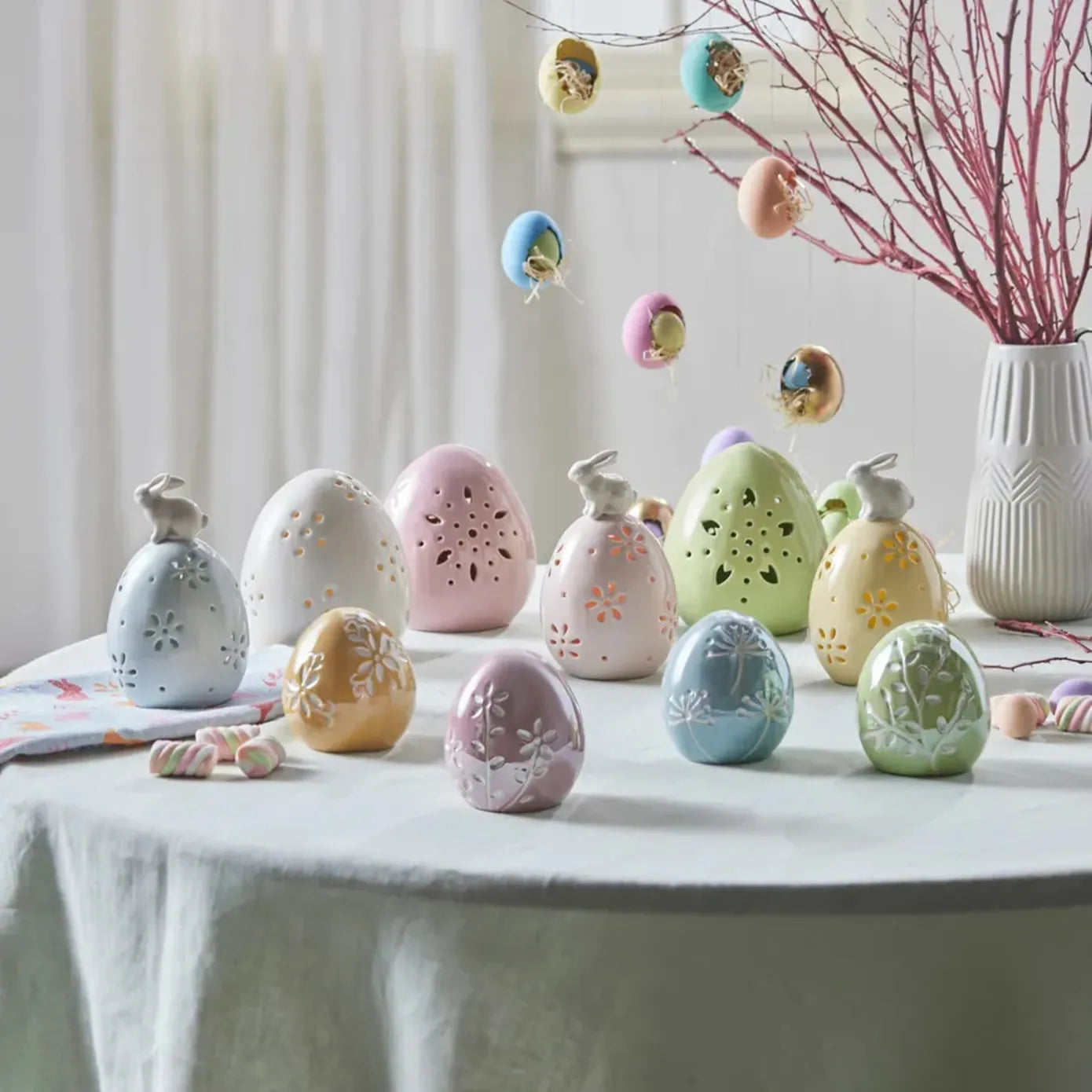 Hallmark Easter コレクターズシリーズ 9個セット Karaca Paskalya Seramik Dekoratif Pembe Biblo 9cm