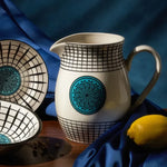 Karaca Paye Seljuk Kollektion Porzellankrug, 1500 ml, Blau Mehrfarbig