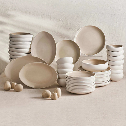 Karaca Streamline Cupid für 12 Personen Geschirr Set, 59 Teilig, Stone
