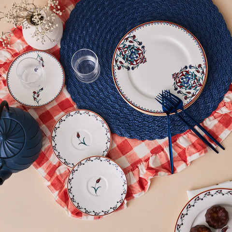 Karaca İznik Dessert Set for 6 People, 18-Piece - Elegant Karaca İznik Dessert Set for 6 People, 18-Piece - Elegant