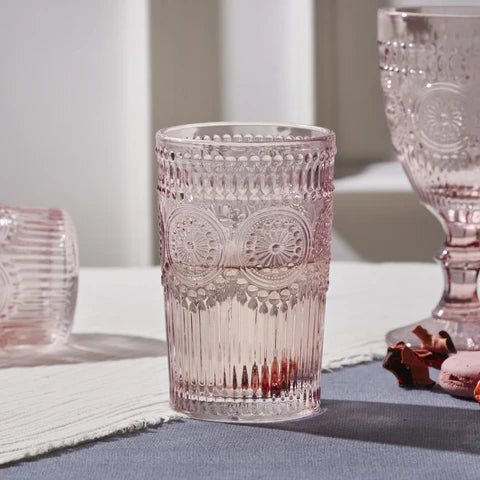 Karaca Sunflower Glas-Longdrinkglas, 332 ml, Transparent Rosa