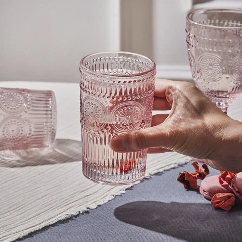 Karaca Sunflower Glas-Longdrinkglas, 332 ml, Transparent Rosa