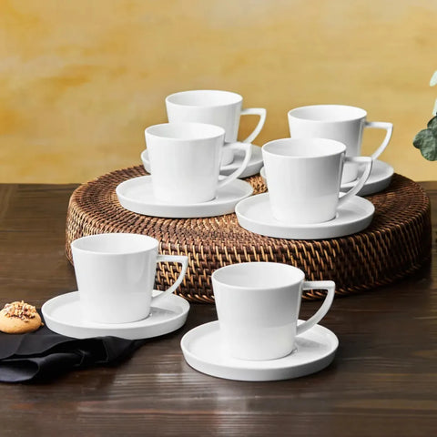 Karaca Rory Turkish Tea Set - 12 Pieces, 6 Glasses & Saucers, 130ml Capacity