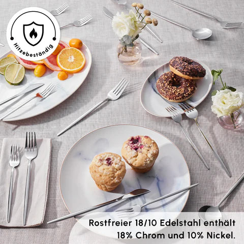 Karaca Bella Edelstahl V2 24-teiliges Besteckset für 6 Personen – Silb