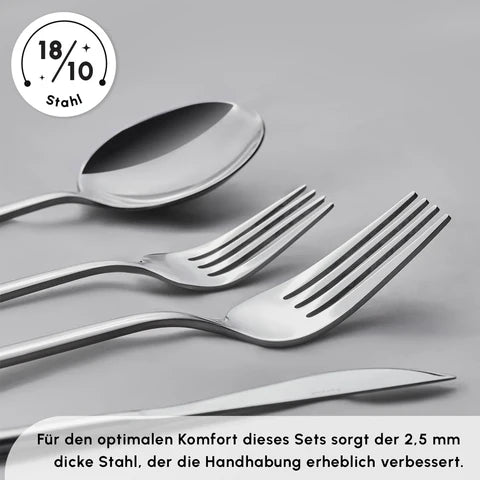 Karaca Bella Edelstahl V2 24-teiliges Besteckset für 6 Personen – Silber
