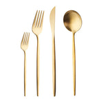 Karaca Bella V2 24-Piece Cutlery Set for 6 People – Matte Gold