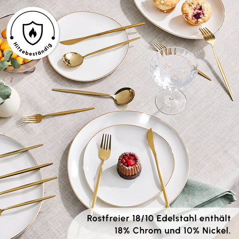 Edles Besteckset für 6 Personen in Gold matt – Karaca