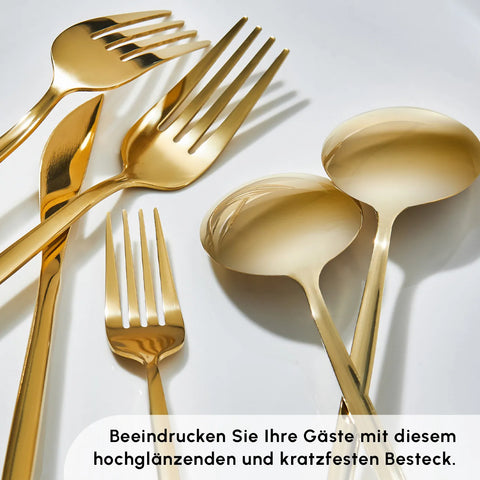 Besteckset Bella in glänzendem Gold – Karaca
