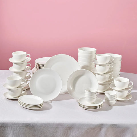 Karaca Marcelo White Dinnerware and Breakfast Set, 88 Piece