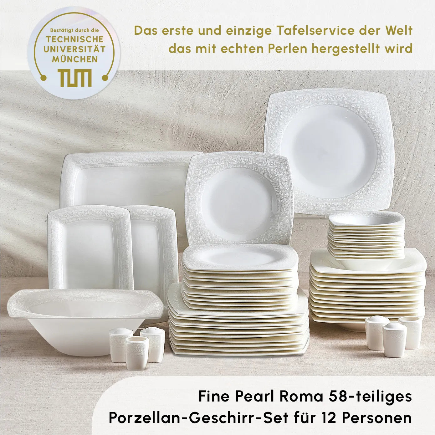 Karaca Roma Fine Pearl 62 Parça 12 Kişilik İnci Yemek Takımı ucuz