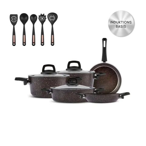 Karaca Biogranit Induktion Schwarzgold Kochtopfset und Service Set 13