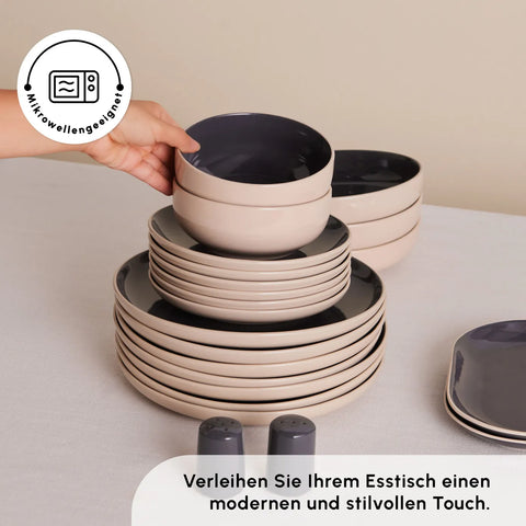 Karaca Terra 36-Teiliges Geschirrset für 8 Personen in Anthrazit
