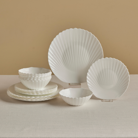 Karaca White Shell Opal Glas Tafelservice 18-teilig für 6 Personen