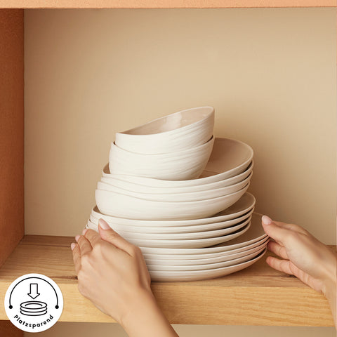 Karaca Earth Collection Rise 55 Parça 12 Kişilik Yemek Takımı, Cream